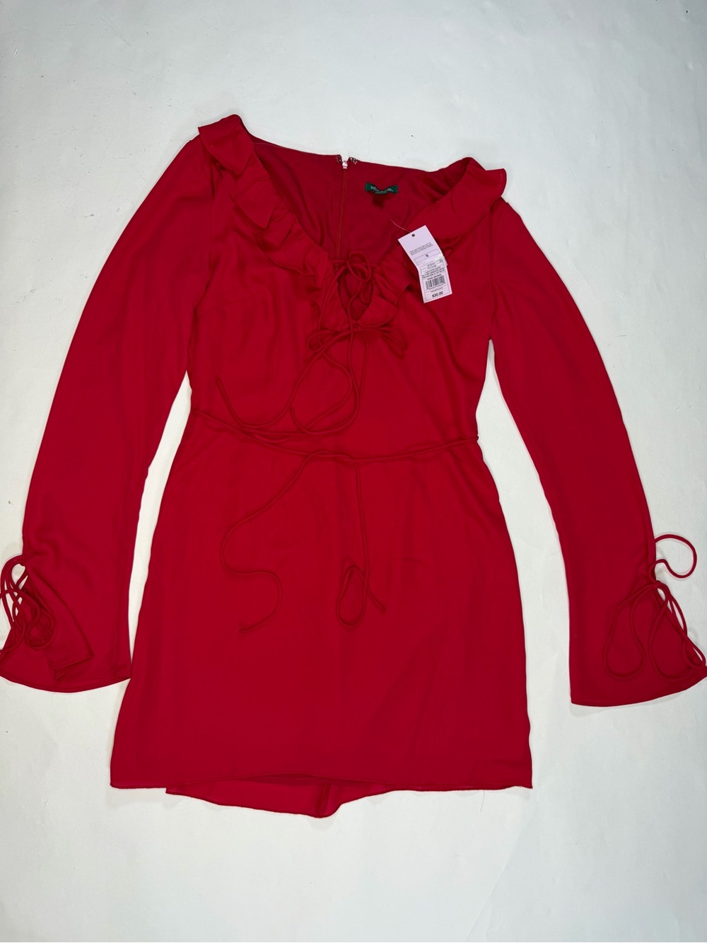 Red Ruffle Tie-Front Mini Dress